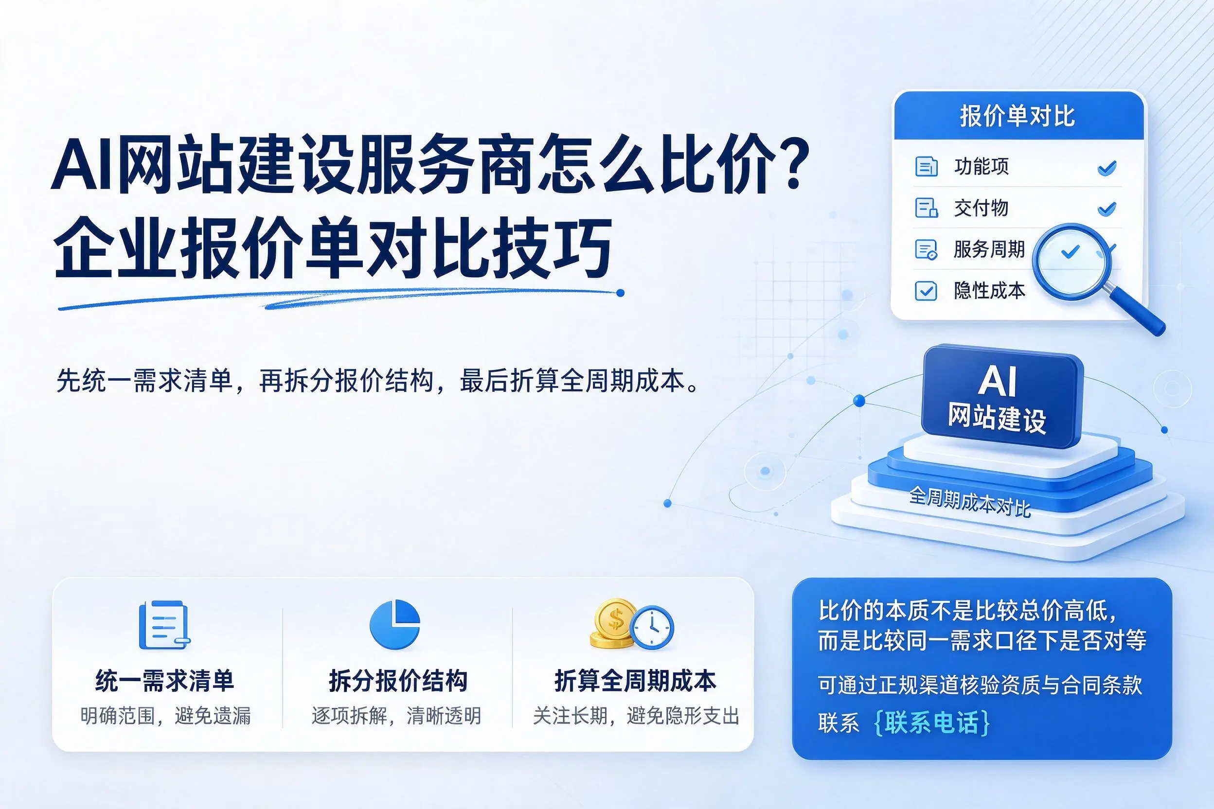 AI网站建设服务商怎么比价?安康企业报价单对比技巧