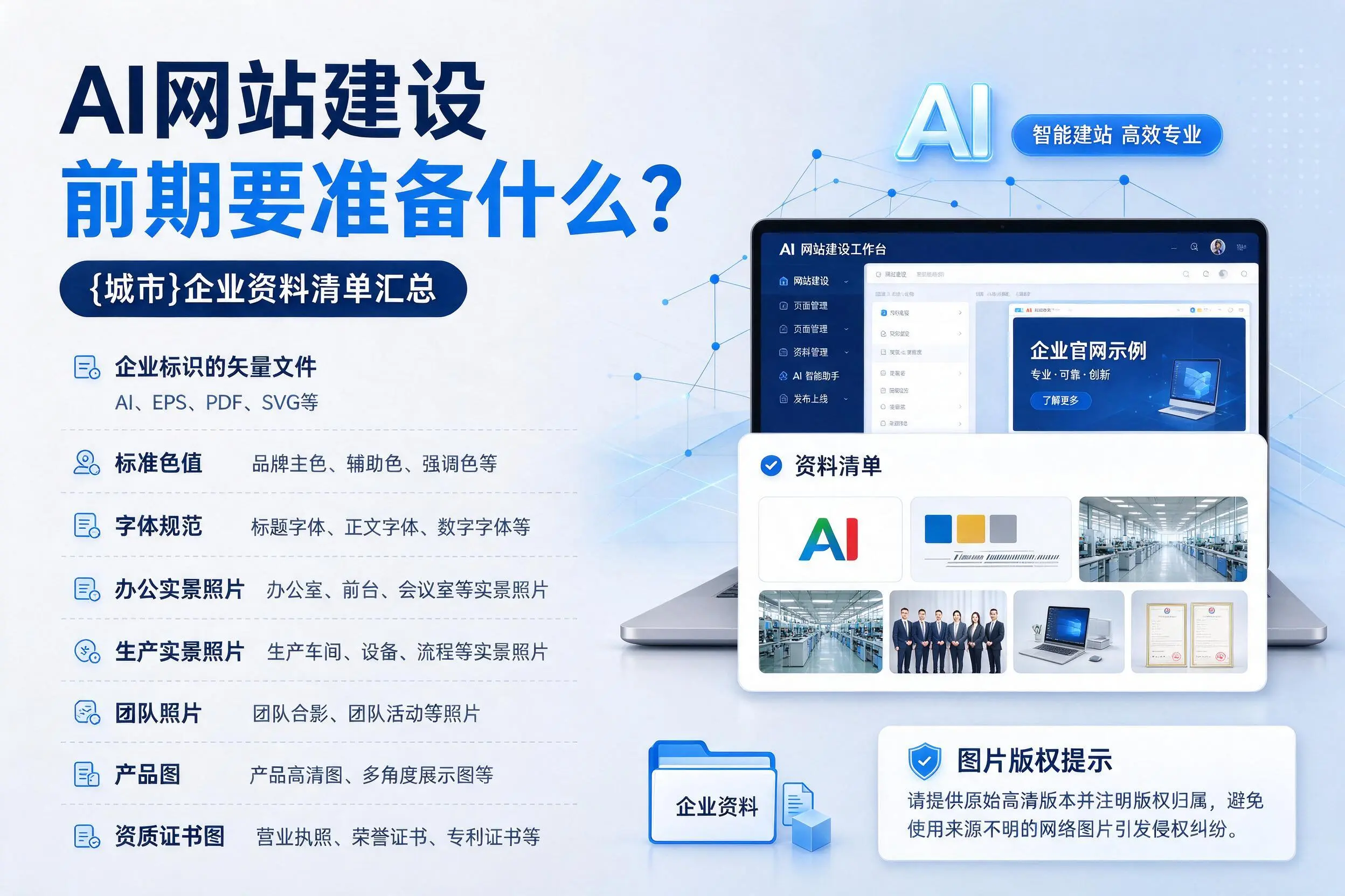 AI网站建设前期要准备什么？安康企业资料清单汇总