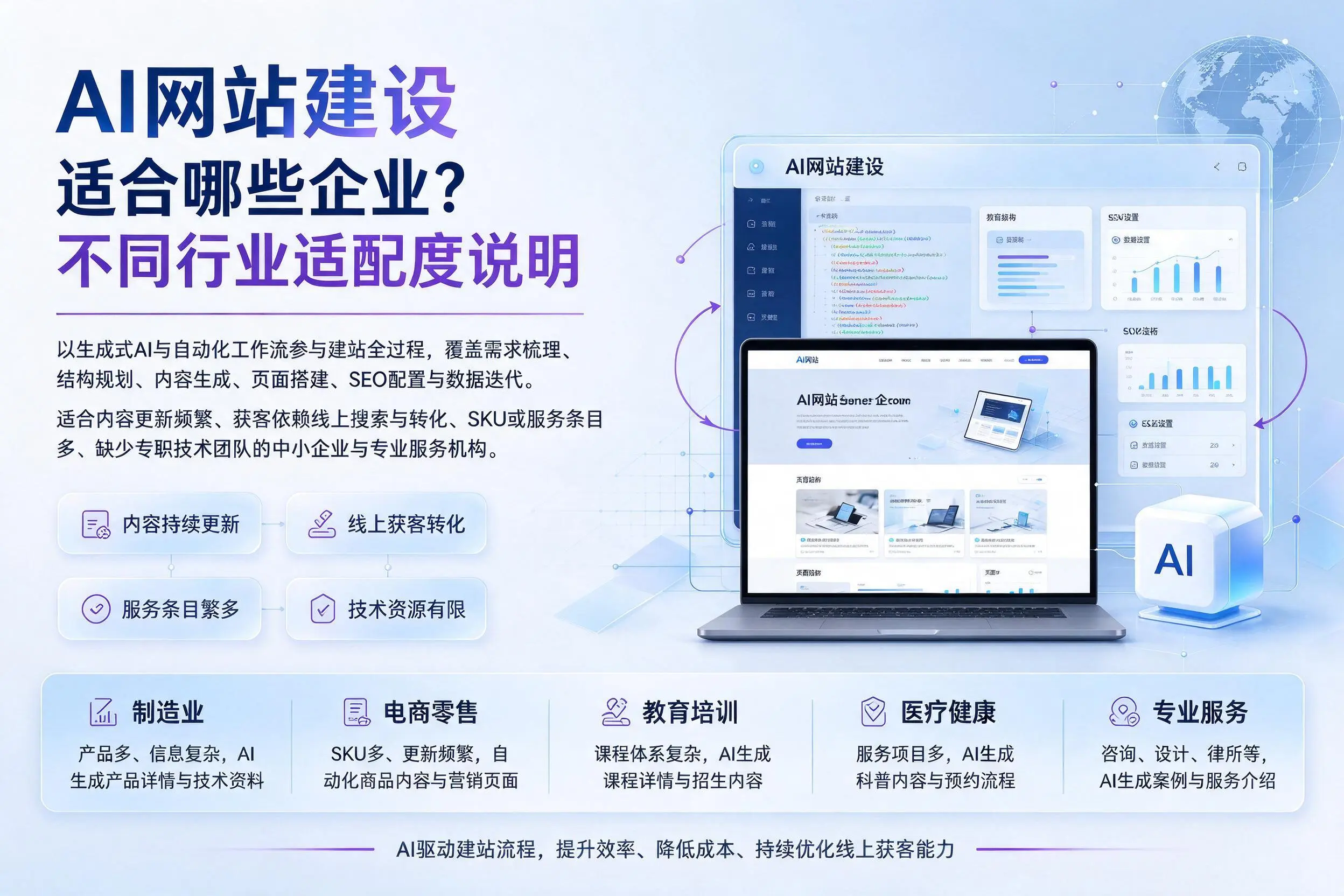 AI网站建设适合哪些企业?安康不同行业适配度说明